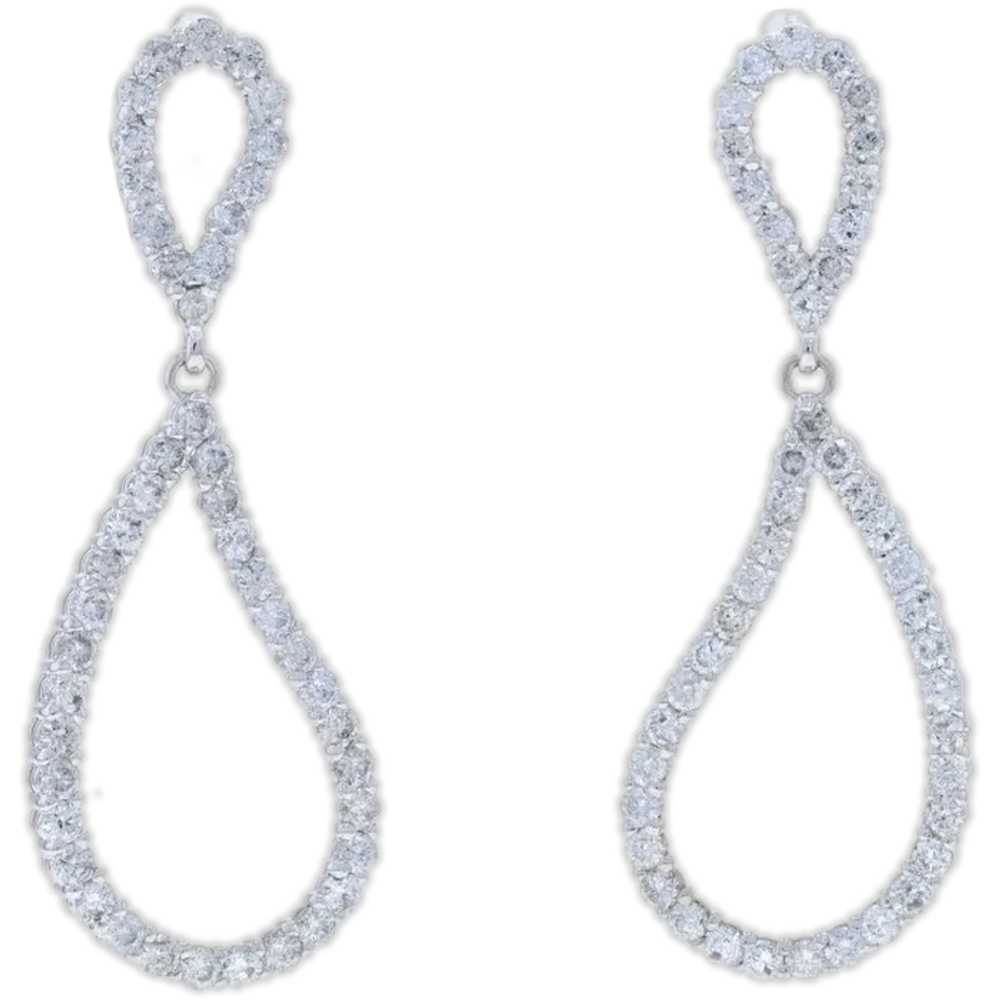 White Gold Diamond Raindrop Silhouette Dangle Ear… - image 1