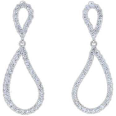 White Gold Diamond Raindrop Silhouette Dangle Ear… - image 1