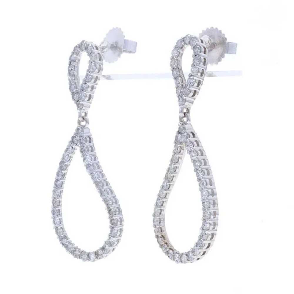 White Gold Diamond Raindrop Silhouette Dangle Ear… - image 2