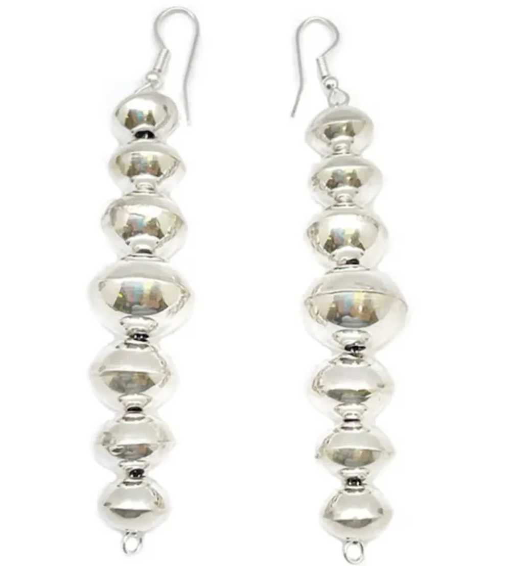 Navajo Pearls Earrings Sterling Silver Navajo Sau… - image 2