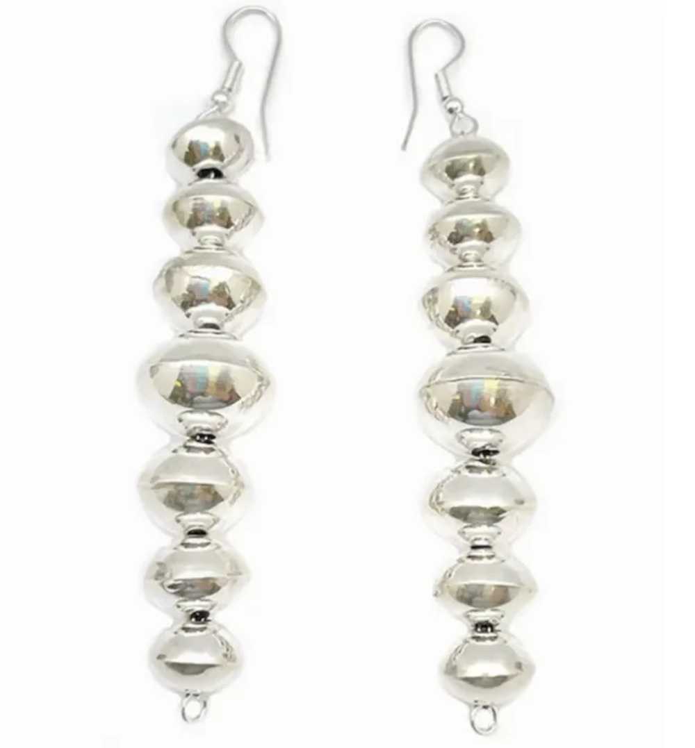 Navajo Pearls Earrings Sterling Silver Navajo Sau… - image 3