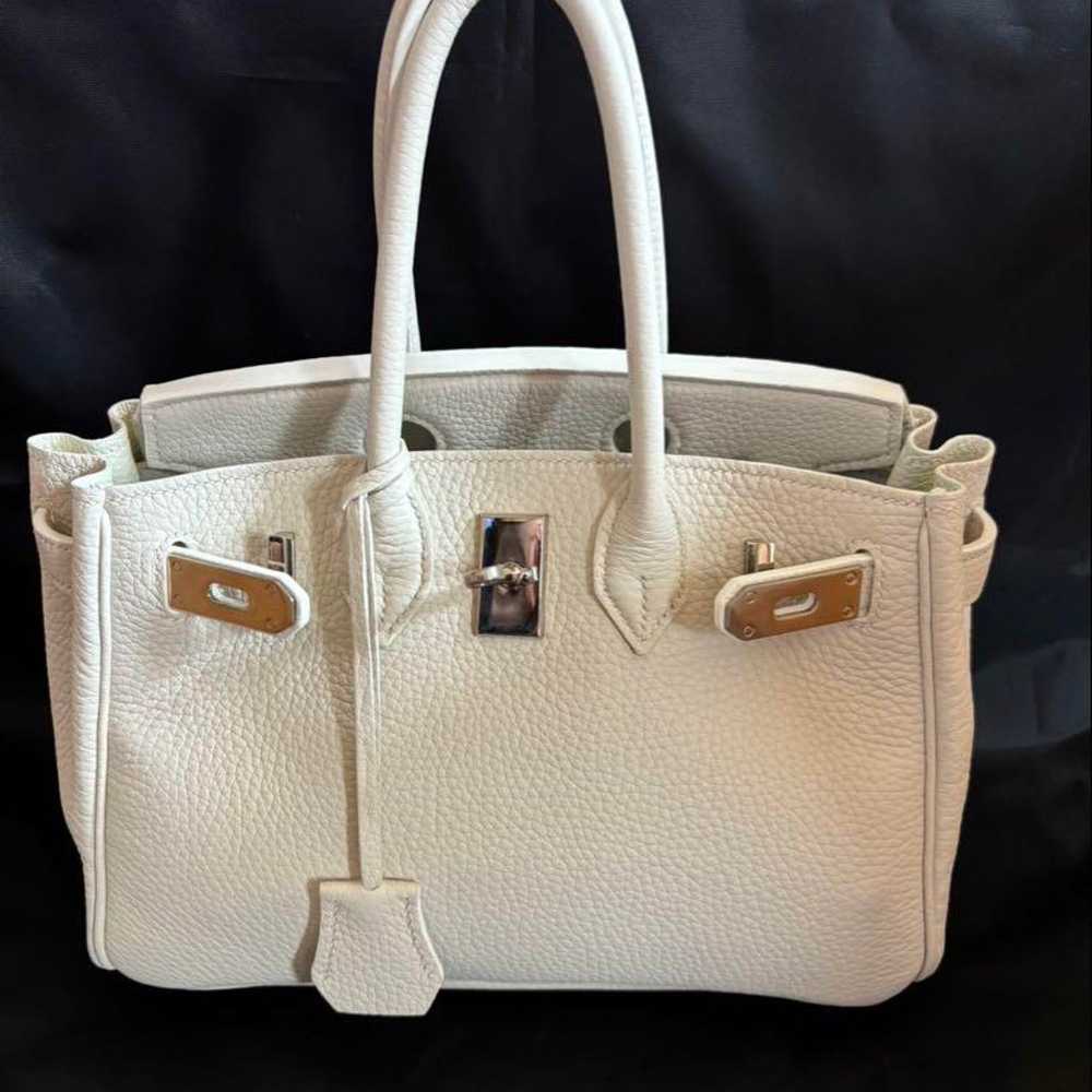 White Genuine Leather Handbag - image 1