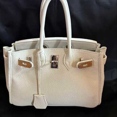 White Genuine Leather Handbag - image 1