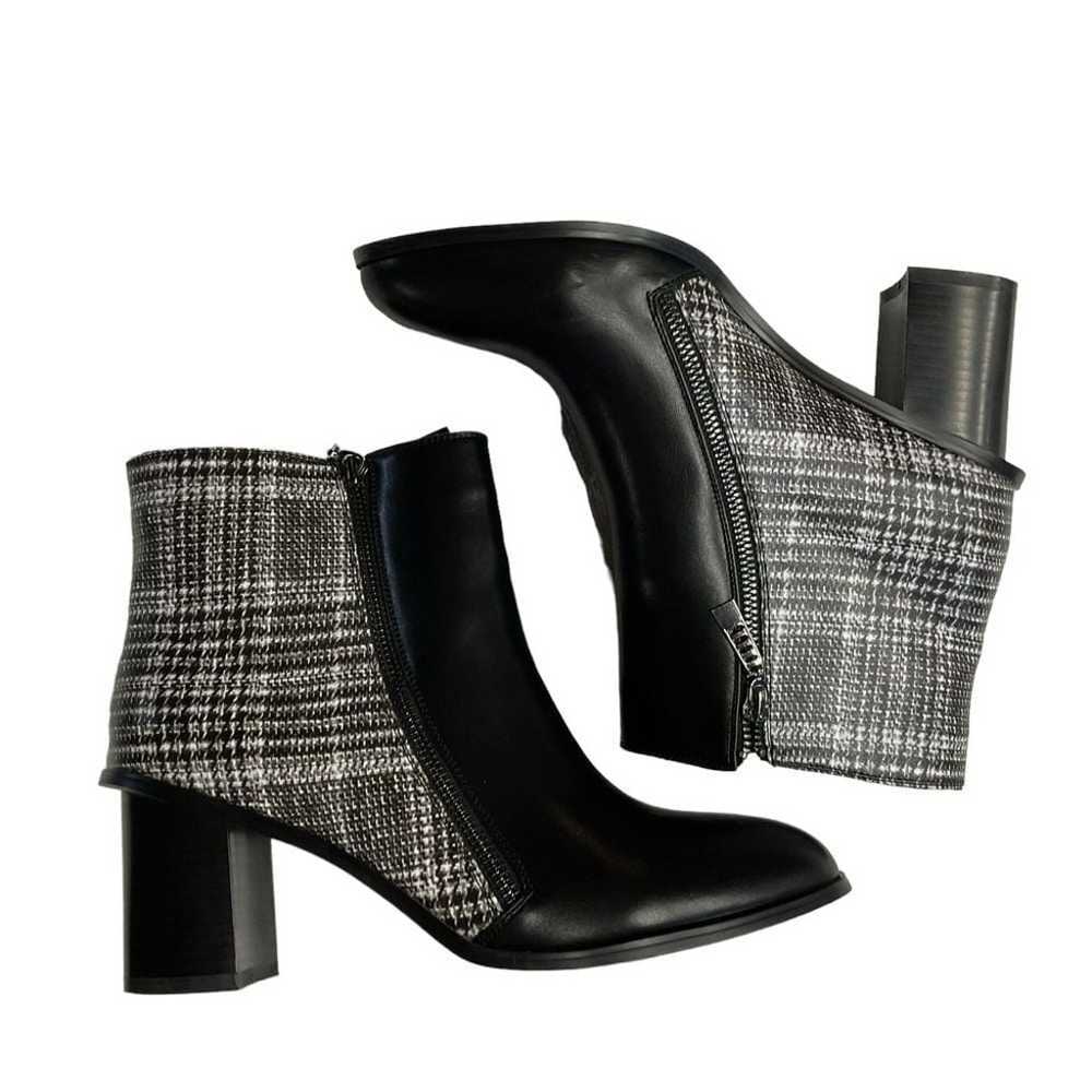 Monroe & Main Black and Plaid Mid Calf Boots Wome… - image 3