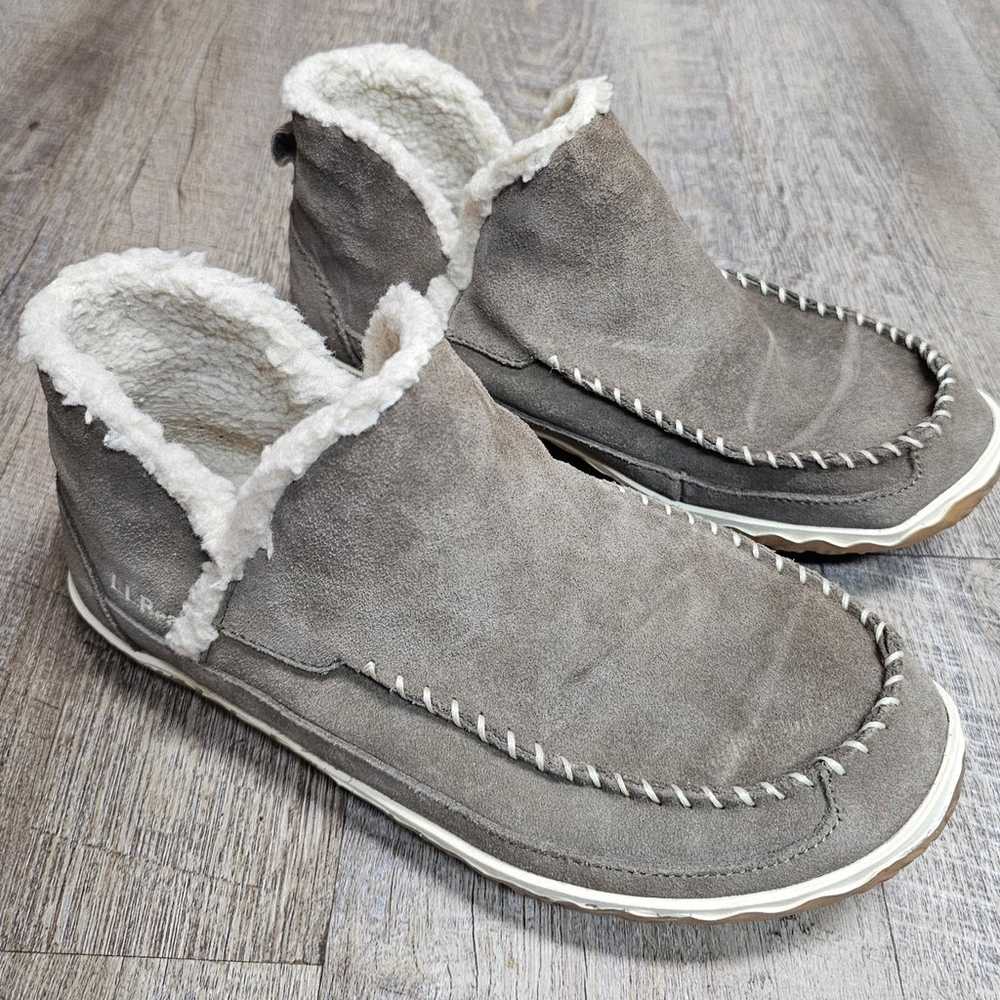 L.L.Bean Mountain Moc Suede Slippers Sherpa Lined… - image 2