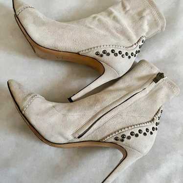 Ivory Suede Studded Booties