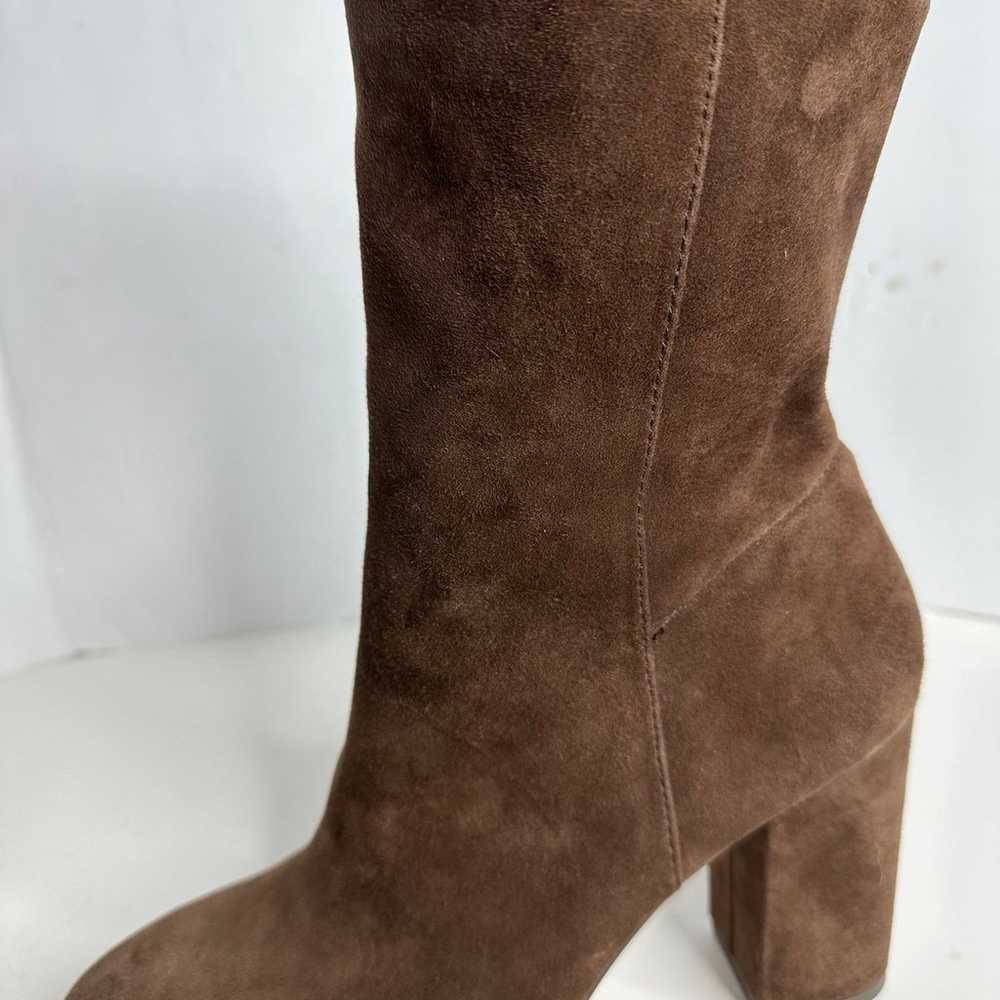 Brown Suede Boots Women’s 7 Gold Zip Block Heel R… - image 10