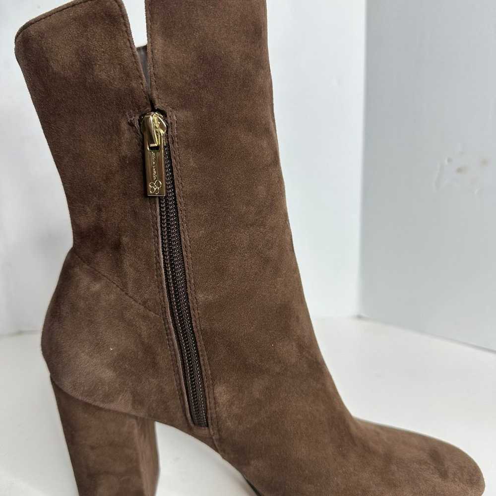 Brown Suede Boots Women’s 7 Gold Zip Block Heel R… - image 11