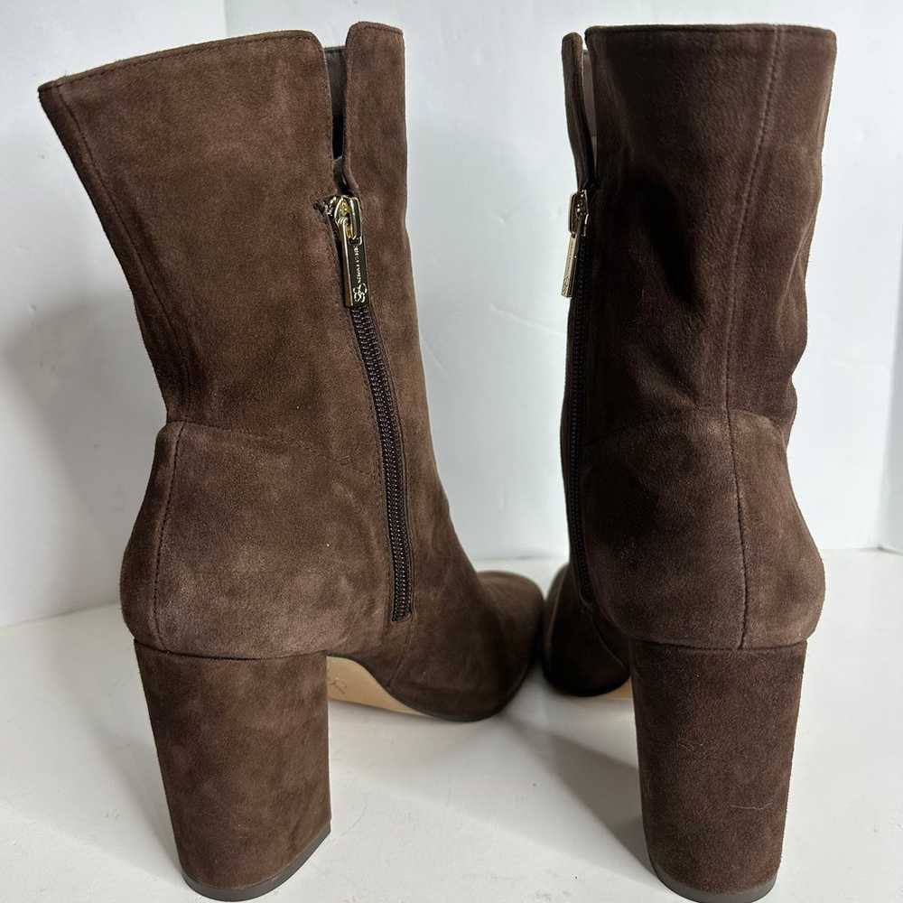 Brown Suede Boots Women’s 7 Gold Zip Block Heel R… - image 4