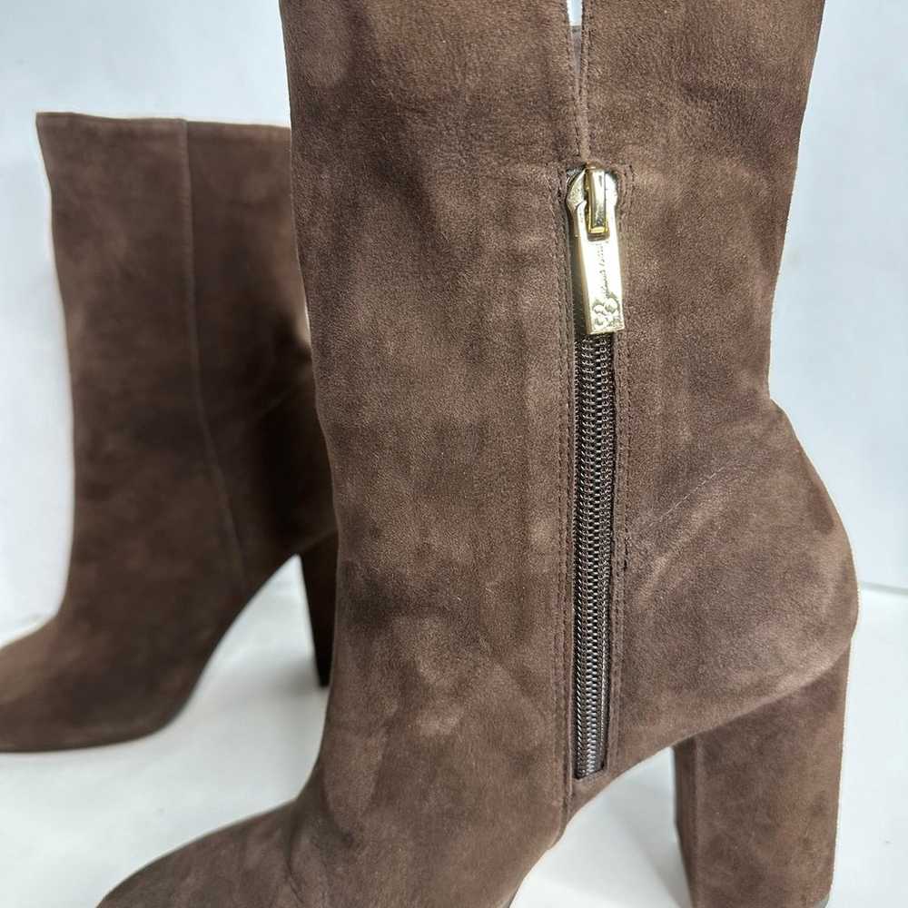 Brown Suede Boots Women’s 7 Gold Zip Block Heel R… - image 9