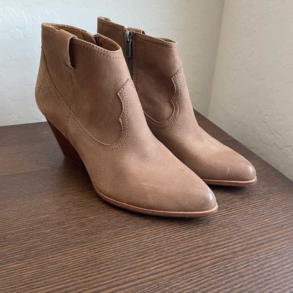 Frye Reina Tan Leather Suede Ankle Boots - image 2