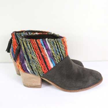 Toms Leila Chocolate Suede Multi Textile Booties … - image 1