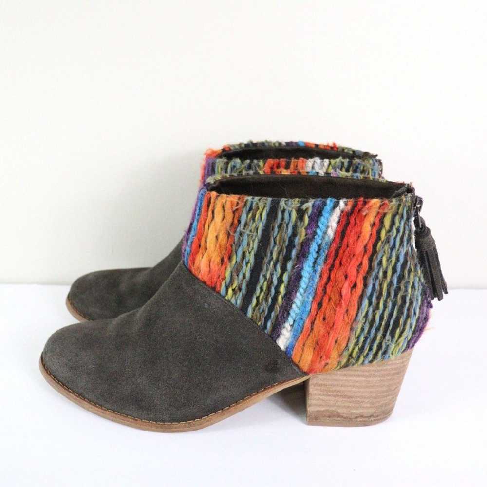 Toms Leila Chocolate Suede Multi Textile Booties … - image 2