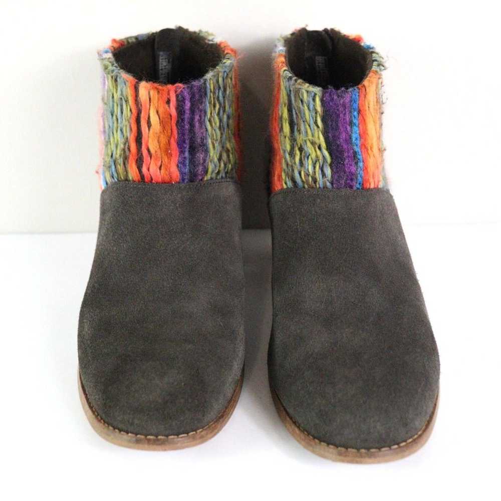 Toms Leila Chocolate Suede Multi Textile Booties … - image 3