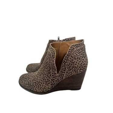 Lucky Brand Yabba Cheetah Print Wedge Bootie Sz 9 - image 1