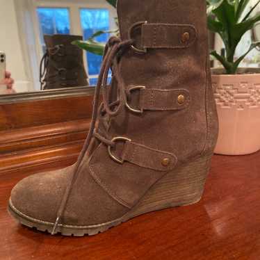 Diba suede brown wedge boots (8)