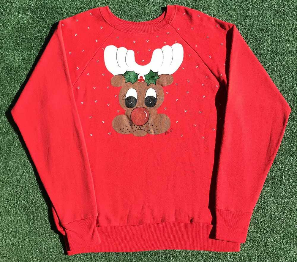 Vintage VTG 80’s Pannill Painted Rudolph Holiday … - image 1