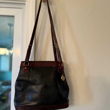 Leather Brahmin Vintage Shoulder Crossbody Black  