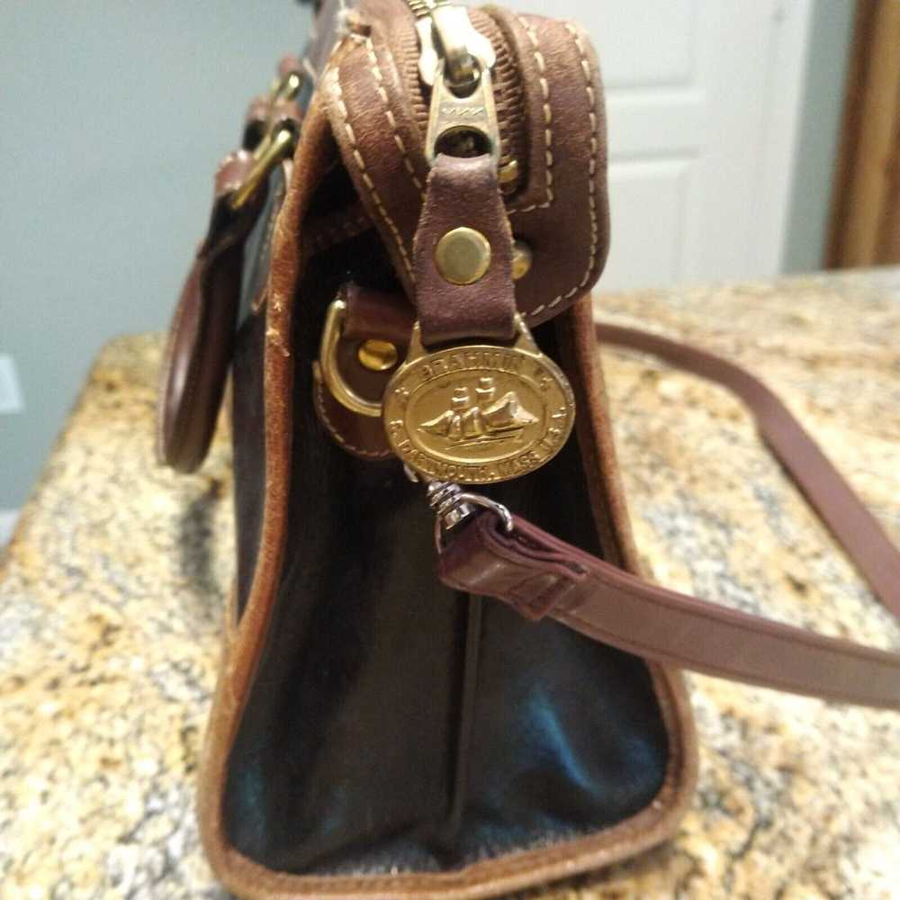 Brahmin Vintage Satchel Black Brown Leather Handb… - image 9