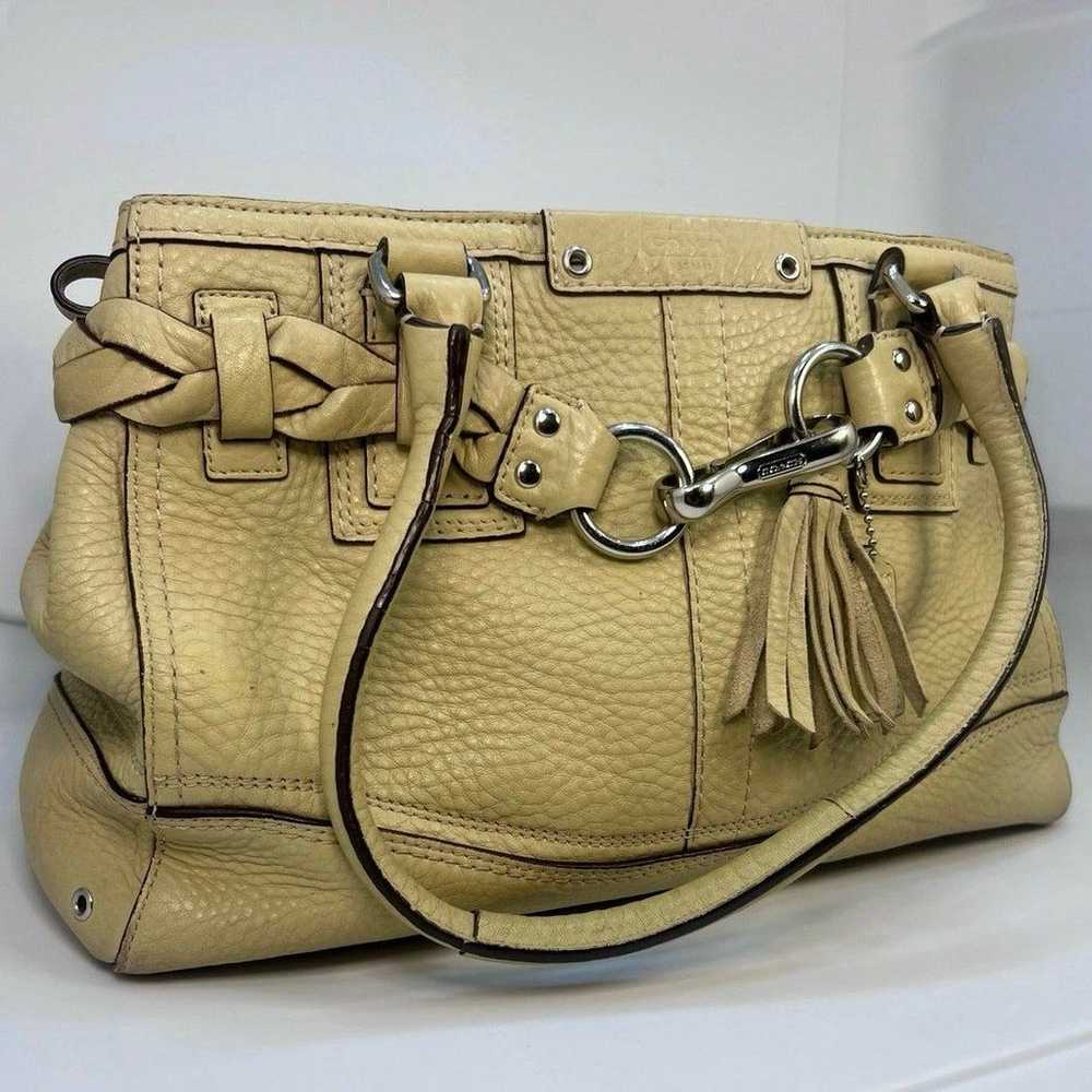 Coach VINTAGE Cream/Beige Leather Handbag Purse W… - image 2