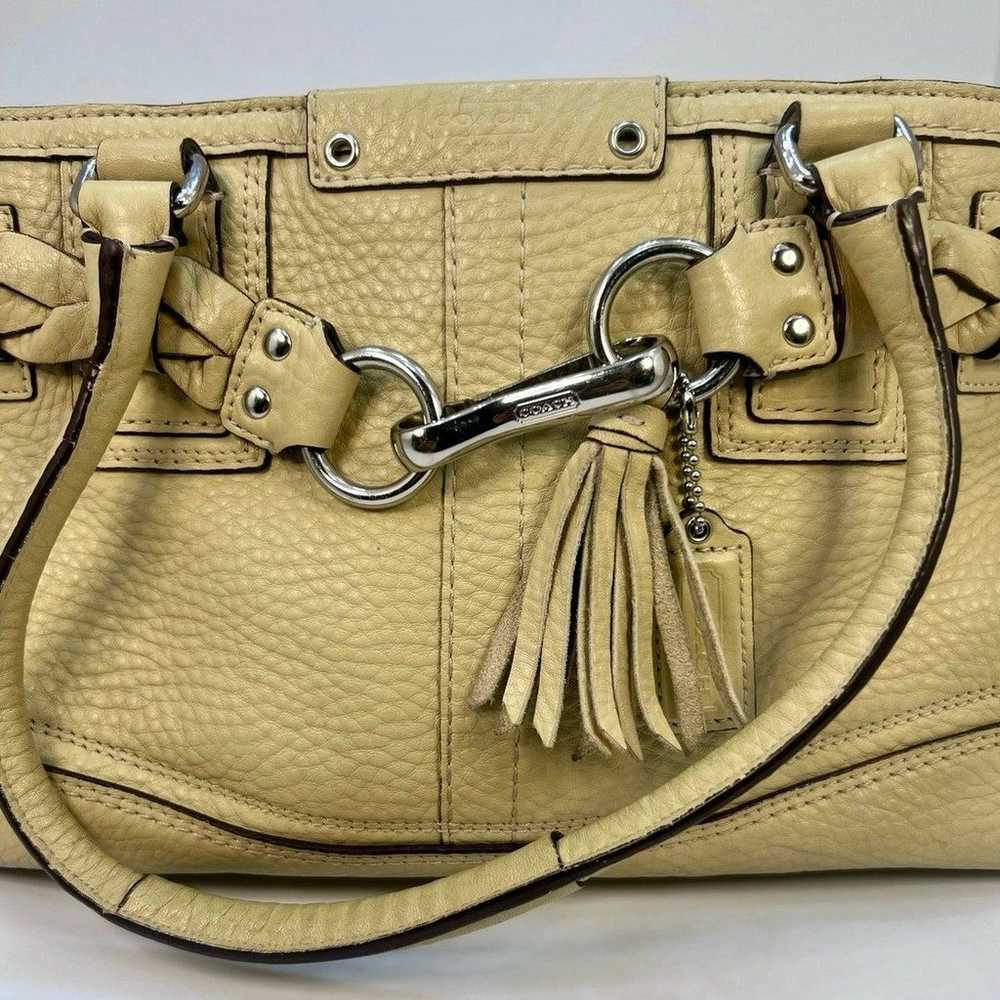 Coach VINTAGE Cream/Beige Leather Handbag Purse W… - image 3