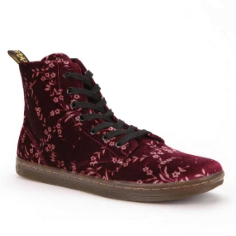 Dr Martens Hackney 7 Eye Red Velvet Cherry Blosso… - image 1