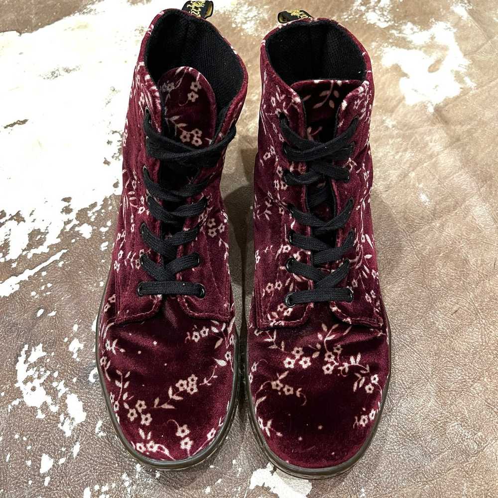 Dr Martens Hackney 7 Eye Red Velvet Cherry Blosso… - image 2