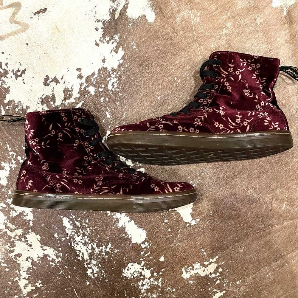 Dr Martens Hackney 7 Eye Red Velvet Cherry Blosso… - image 5