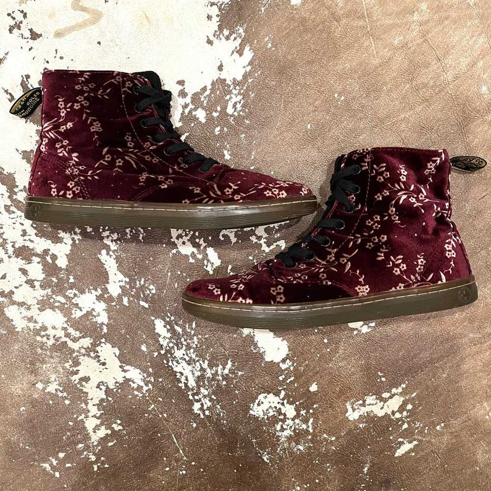 Dr Martens Hackney 7 Eye Red Velvet Cherry Blosso… - image 6