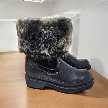 Ariat Boots Fatbaby Leather Black Fur Cuff Mid Ca… - image 1