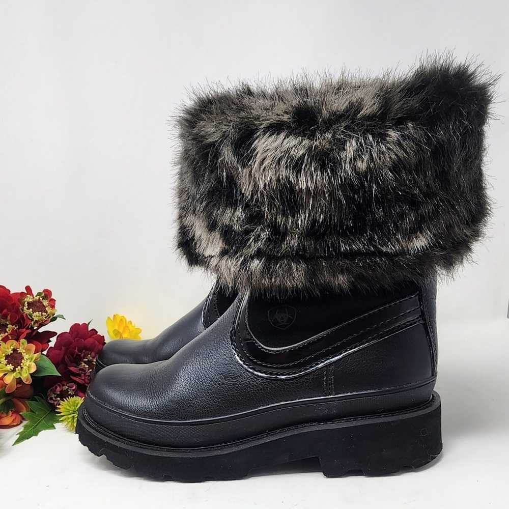 Ariat Boots Fatbaby Leather Black Fur Cuff Mid Ca… - image 3