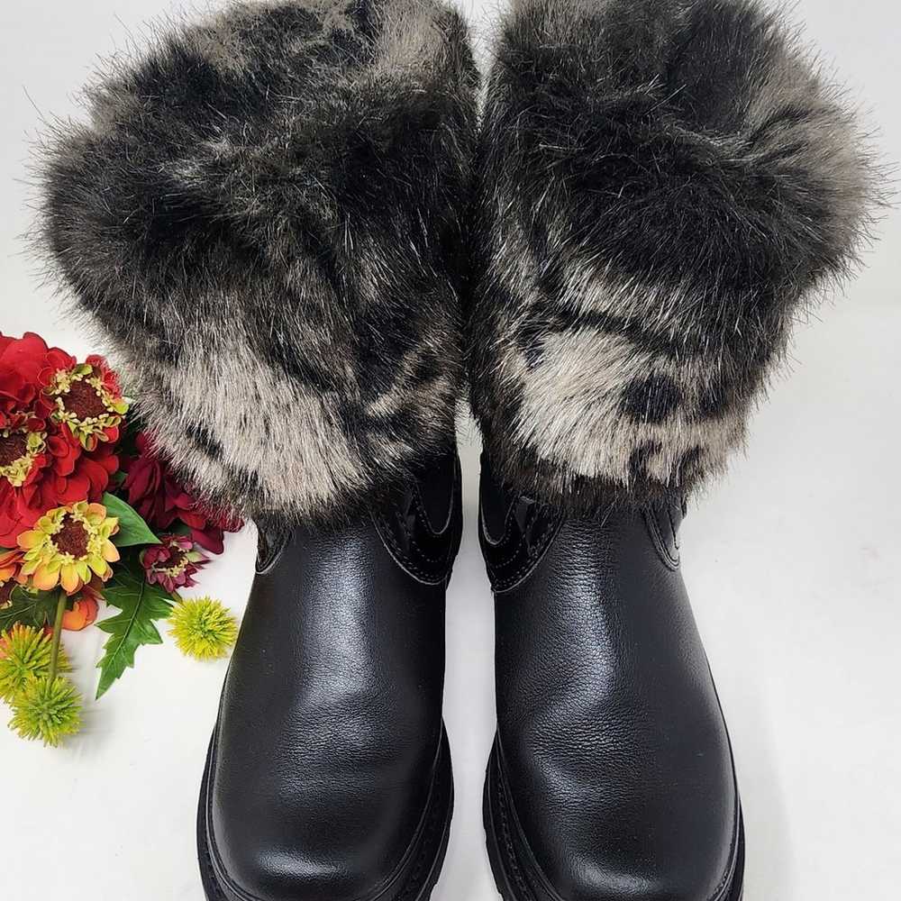 Ariat Boots Fatbaby Leather Black Fur Cuff Mid Ca… - image 4