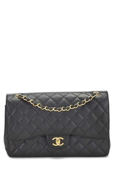 Black Quilted Caviar New Classic Double Flap Jumbo