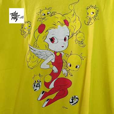 2008 TAKASHI MURAKAMI x 24 HOUR Television Japan Tee Shirt Yellow Floral on sale Kaikai Anime Cartoon