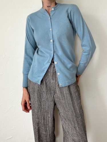 1960s Baby Blue Cashmere Cardigan - image 1