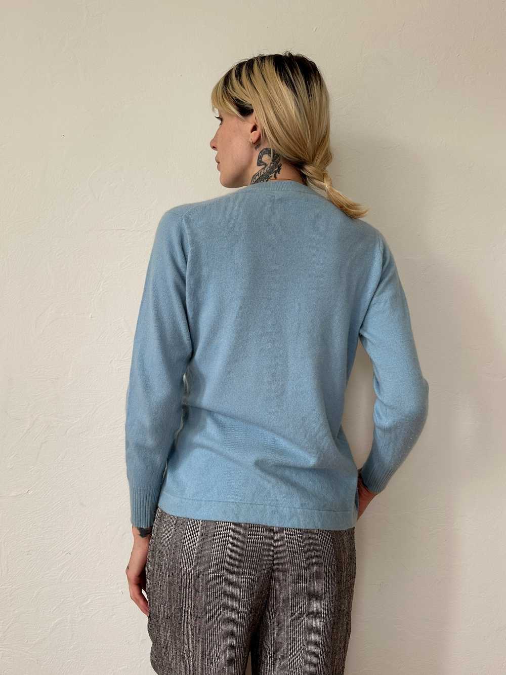 1960s Baby Blue Cashmere Cardigan - image 2