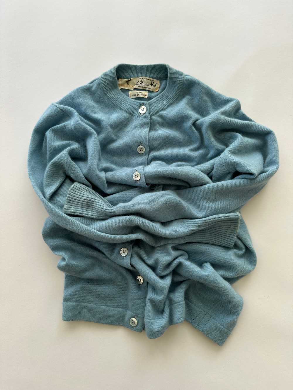 1960s Baby Blue Cashmere Cardigan - image 3