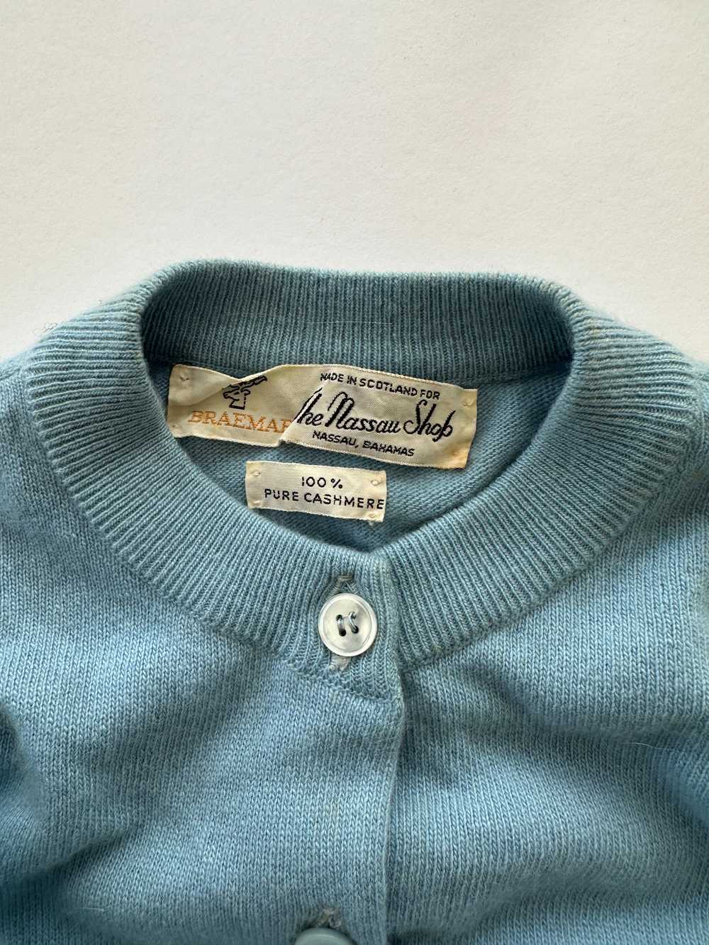 1960s Baby Blue Cashmere Cardigan - image 4