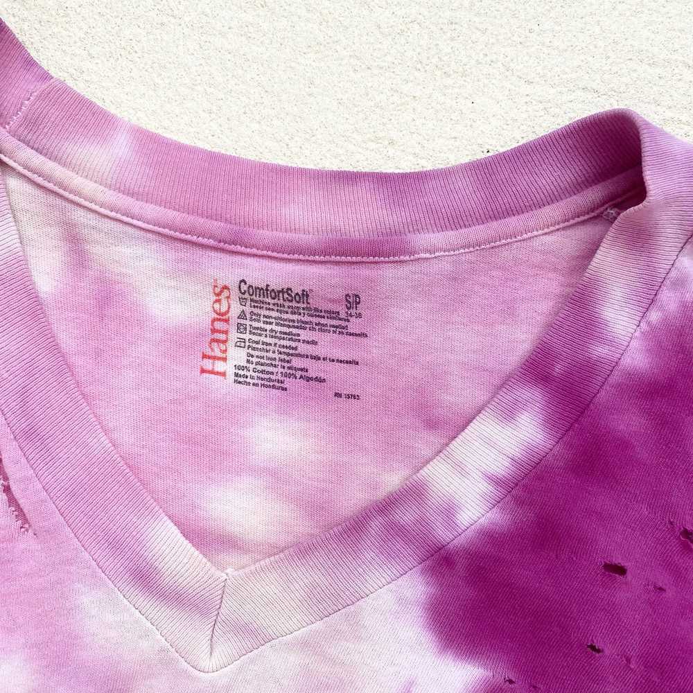 Hanes Upcycled Distressed Pink Purple Tie Dye Cro… - image 6