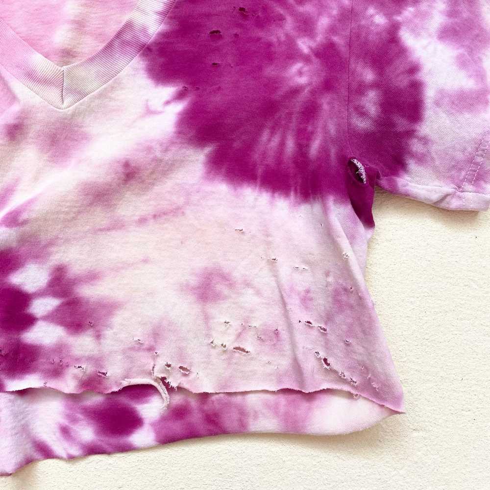 Hanes Upcycled Distressed Pink Purple Tie Dye Cro… - image 7