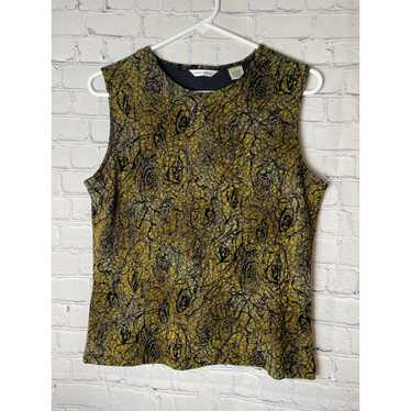 Laura Ashley Gold & Black Metallic Rose Print Kni… - image 1