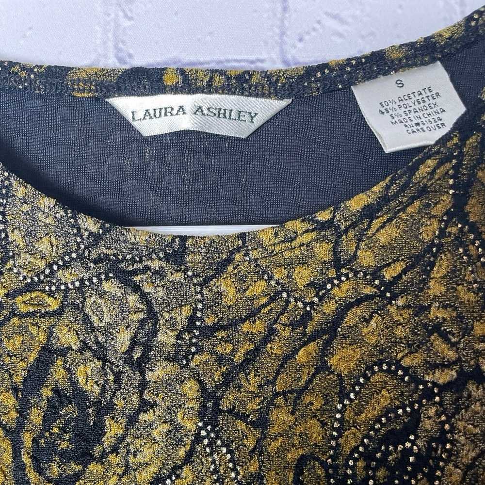 Laura Ashley Gold & Black Metallic Rose Print Kni… - image 2