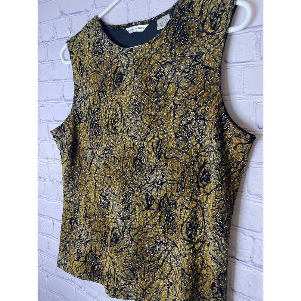 Laura Ashley Gold & Black Metallic Rose Print Kni… - image 3