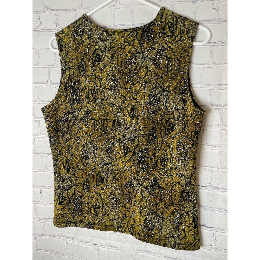 Laura Ashley Gold & Black Metallic Rose Print Kni… - image 4