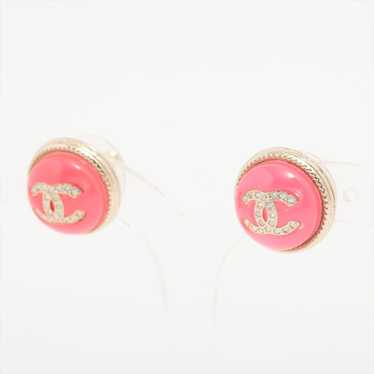 Chanel CC Logo Round Button Stud Earring - image 1