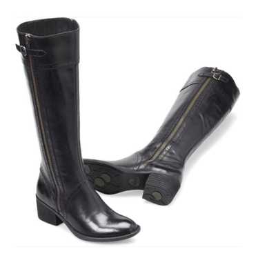 Born Poly Black Tall Leather Riding Boots Size: 10