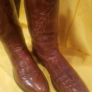 JUSTIN TALL WOMEN'S WESTERN BROWN BOOTS  SIZE (6.5