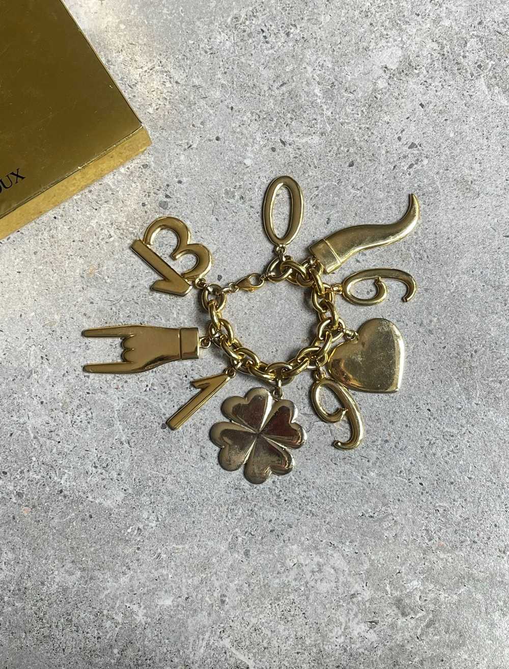 Moschino Bijoux XL gold charm bracelet 90's - image 1