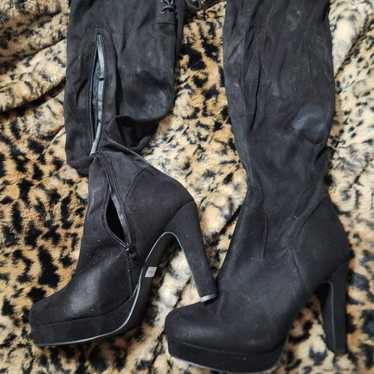 Torrid Black Thigh High High Heeled Boots