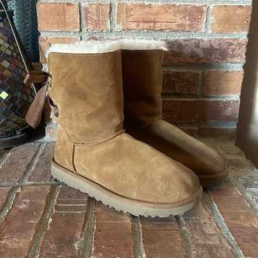 UGG Customizable Bailey Bow Leather Boots in Chest